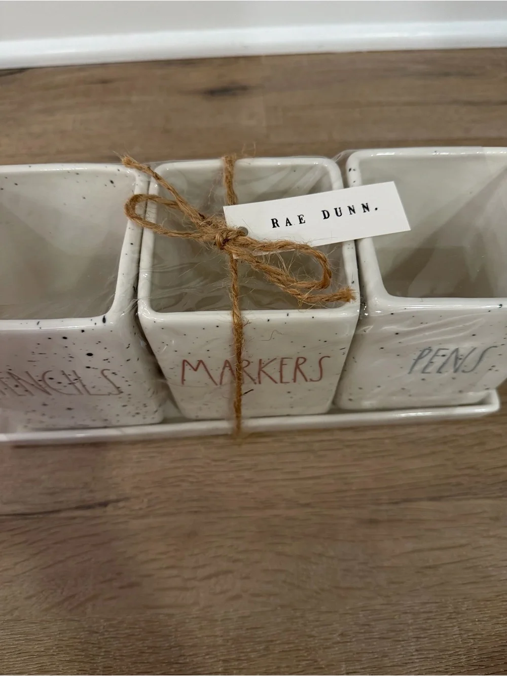 Rae Dunn Artisan Collection Pencils Markers Pens Ceramic Desk Organizer 3-Pc Set